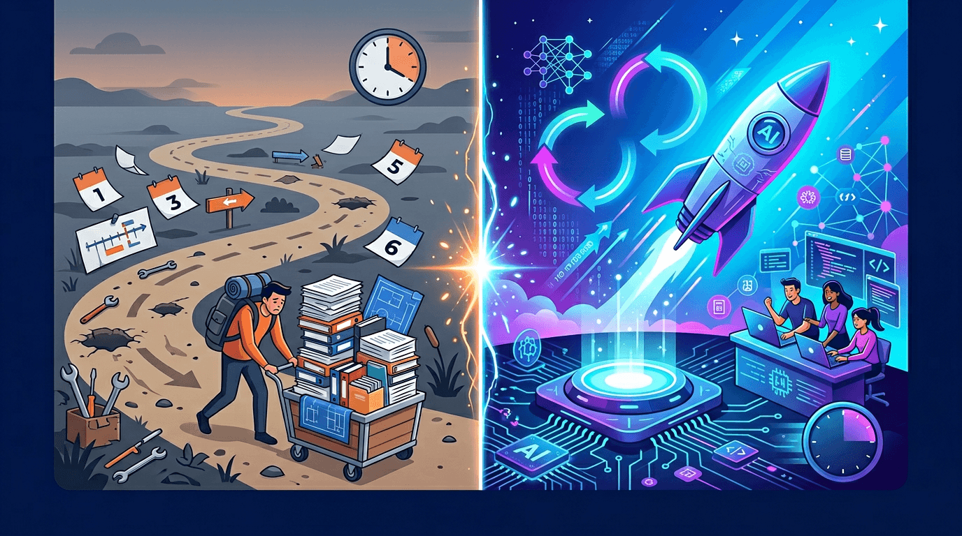 Comparison between traditional MVP architecture and AI + RAG-augmented MVP architecture